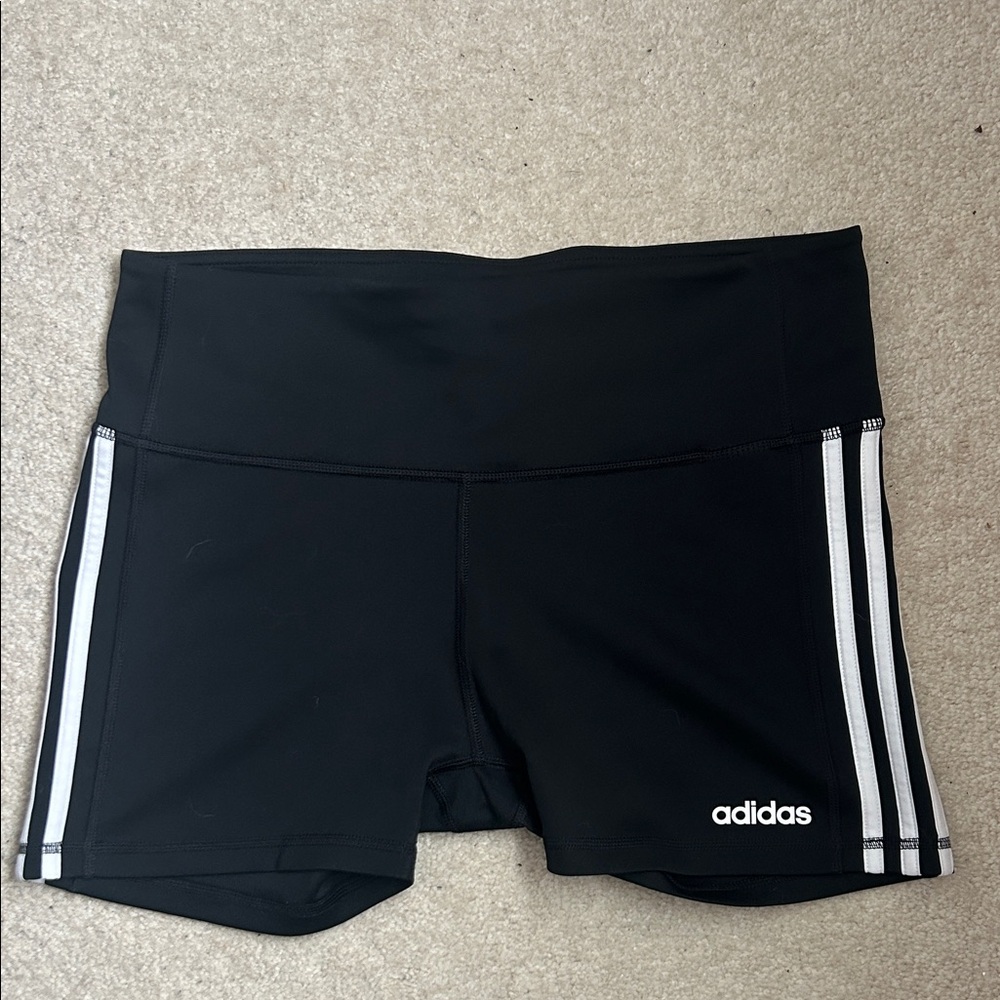 Adidas Women's Black Athletic Shorts with White Stripes